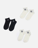 Set x 3 Medias Tobilleras de Algodón Borde Rizado para Mujer