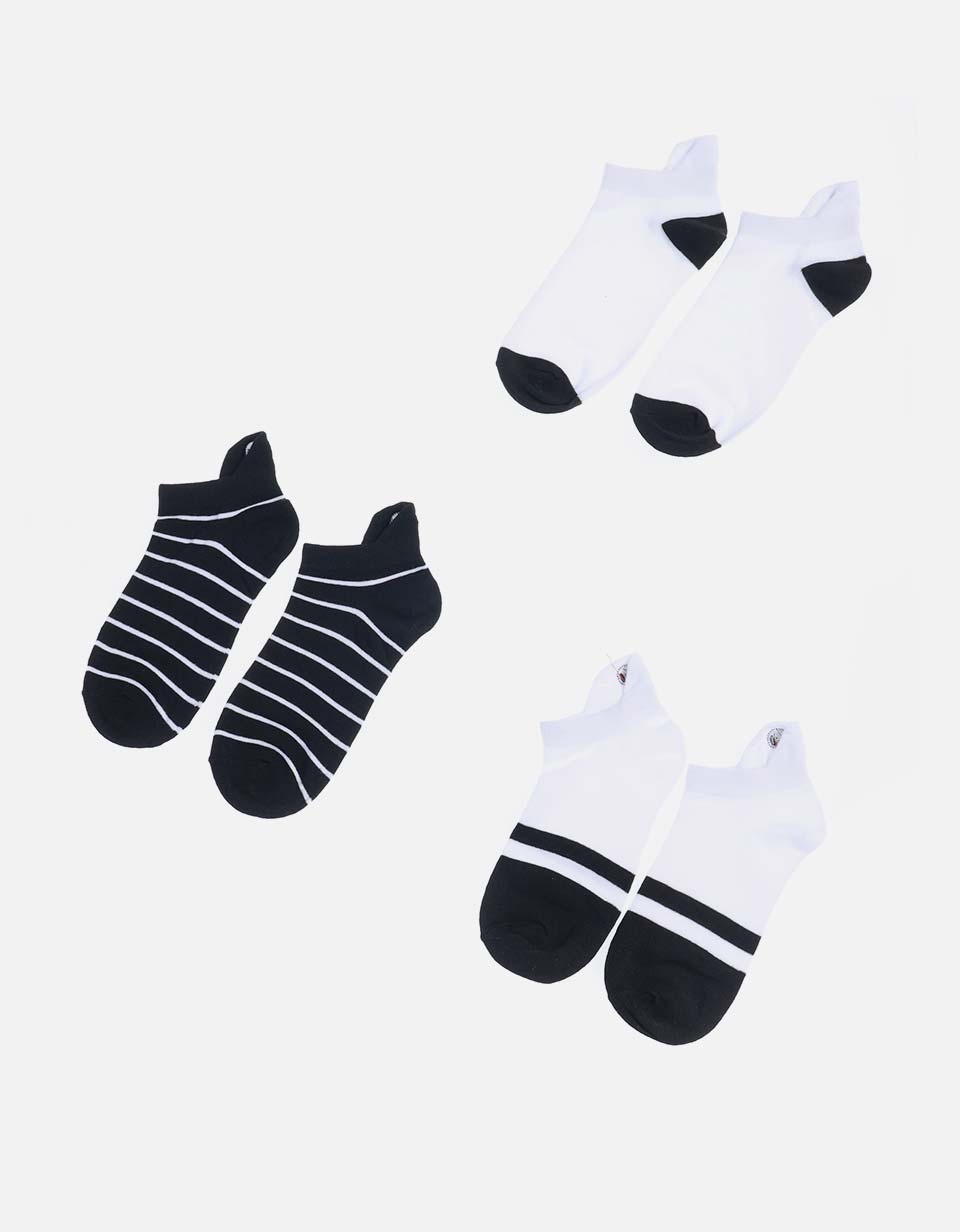 Set x 3 Medias Tobilleras Deportivas con Soporte para Mujer