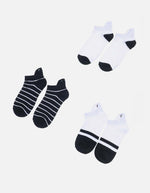 Set x 3 Medias Tobilleras Deportivas con Soporte para Mujer