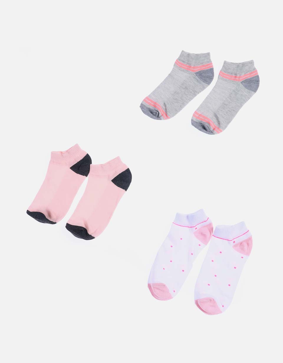 Set x 3 Medias Tobilleras con Mini Estampados para Mujer