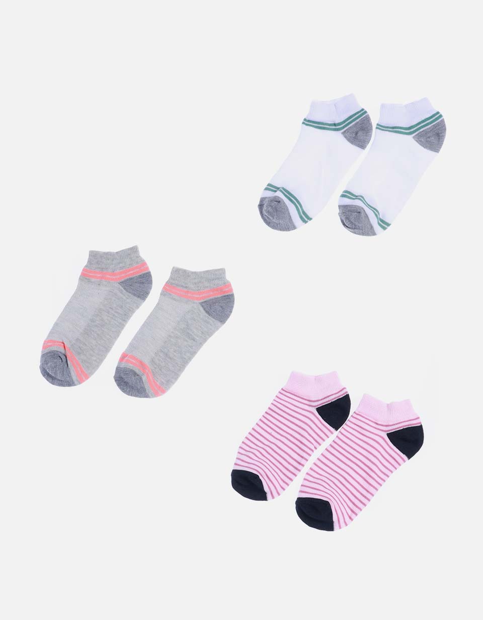 Set x 3 Medias Tobilleras con Mini Estampados para Mujer