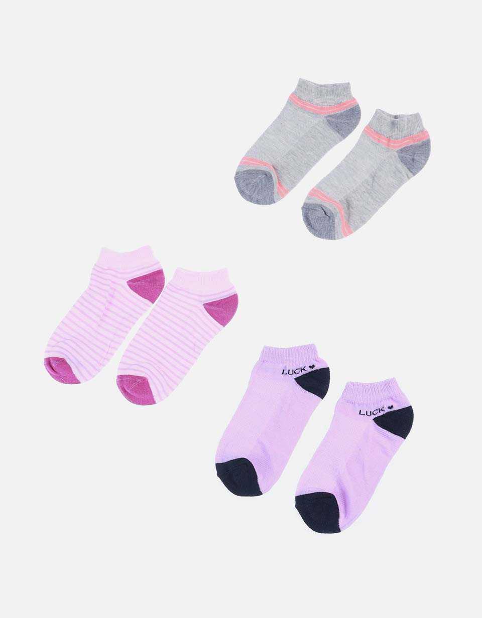 Set x 3 Medias Tobilleras con Mini Estampados para Mujer