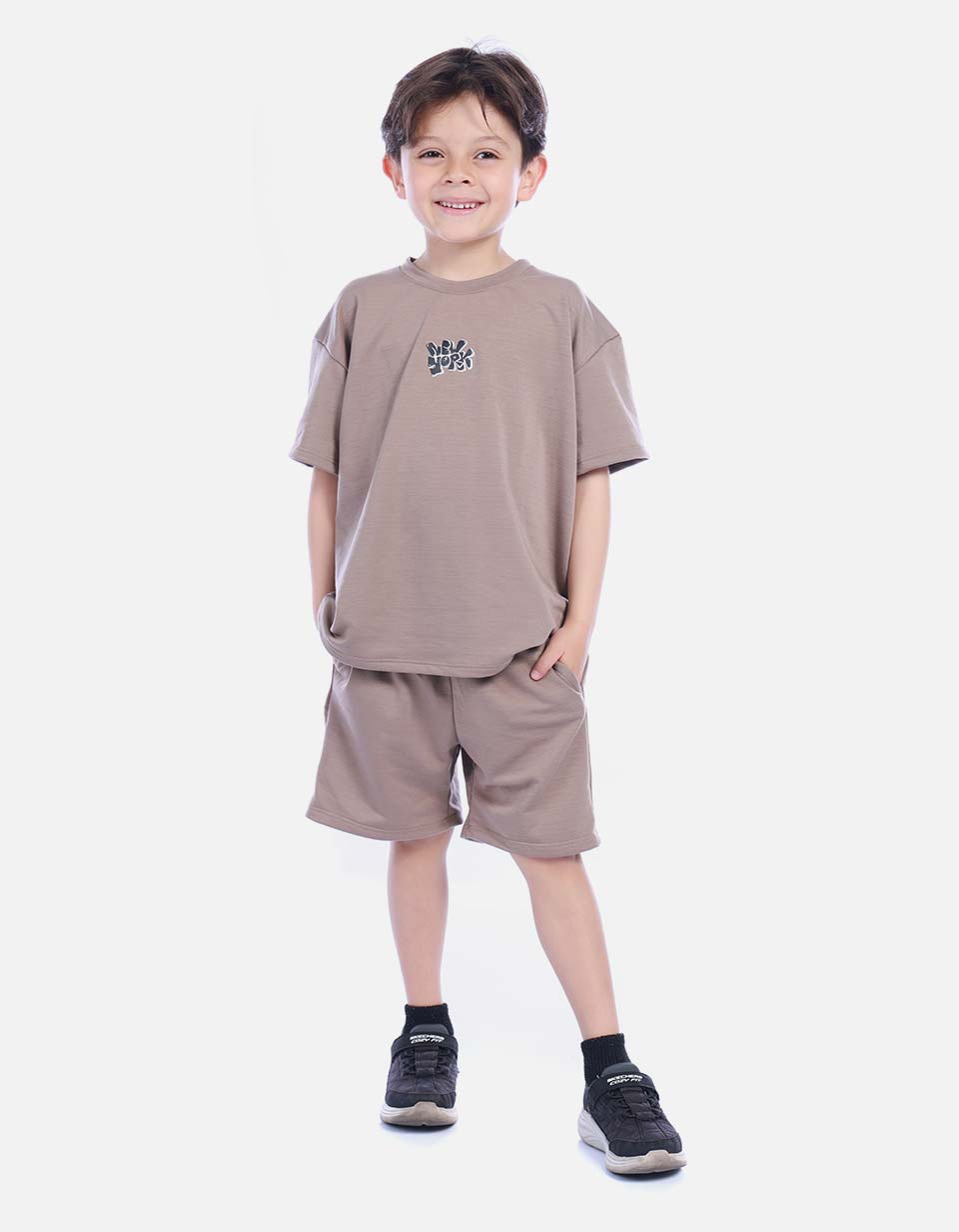 Conjunto Infantil Camiseta Oversize y Bermuda para Niño
