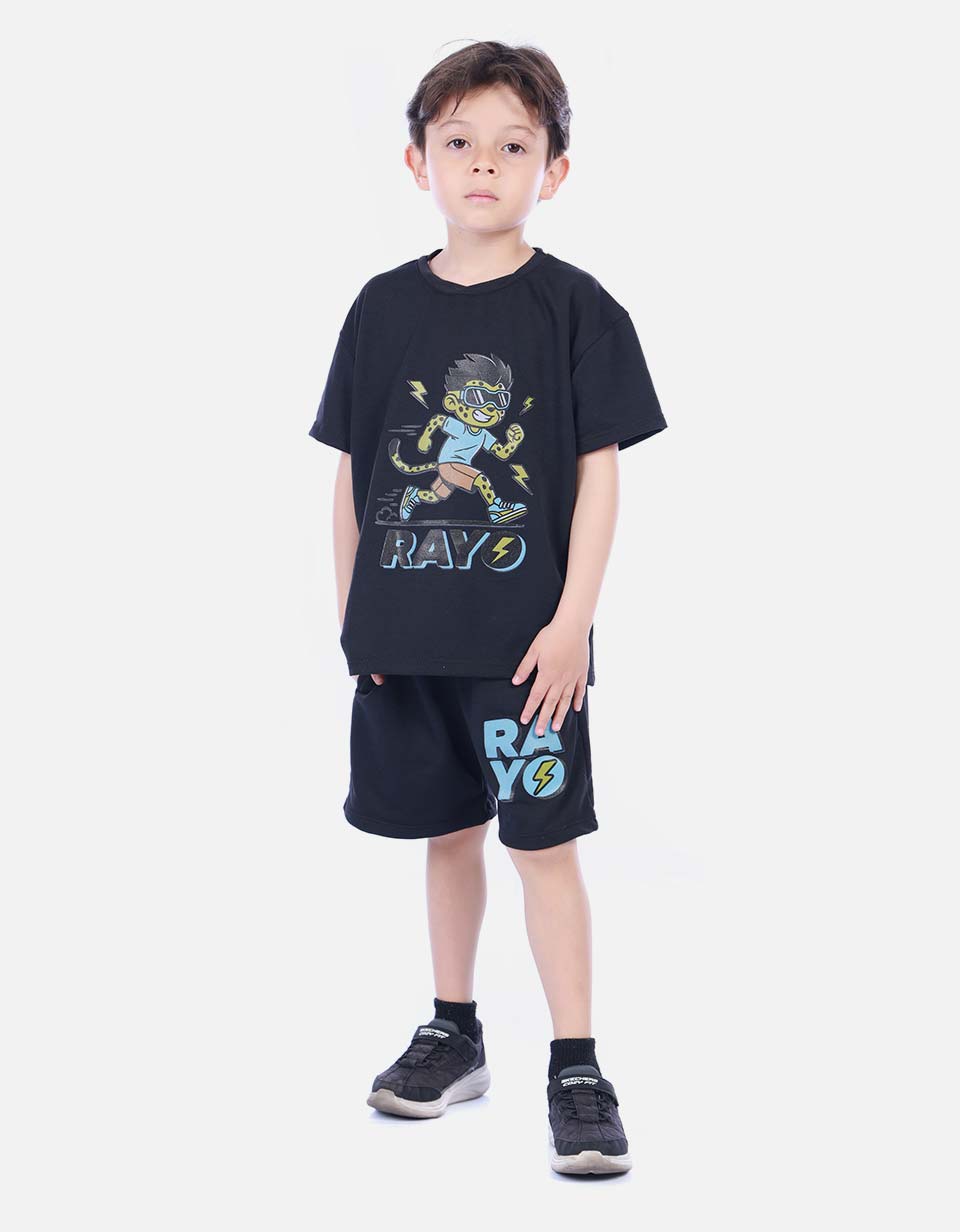 Conjunto Infantil Camiseta Manga Corta y Bermuda para Niño