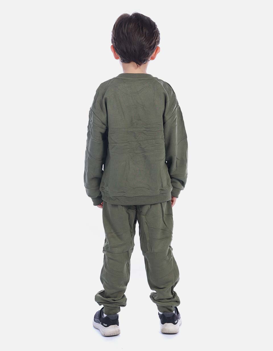 Conjunto Infantil Buso Dino Verde y Sudadera Jogger para Niño