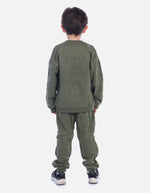 Conjunto Infantil Buso Dino Verde y Sudadera Jogger para Niño