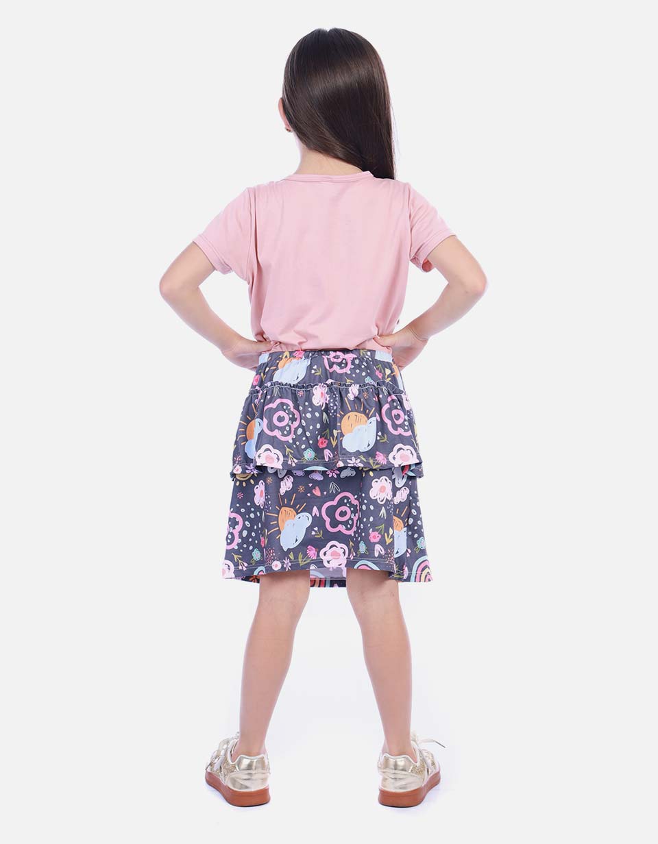 Conjunto Infantil Camiseta y Falda Short para Niña