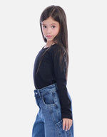 Camiseta Manga Larga Negra Básica para Niña
