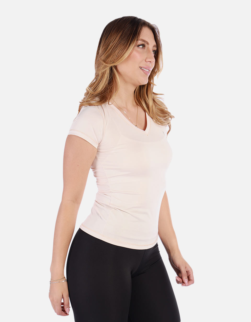 Camiseta deportiva Cuello V Manga corta