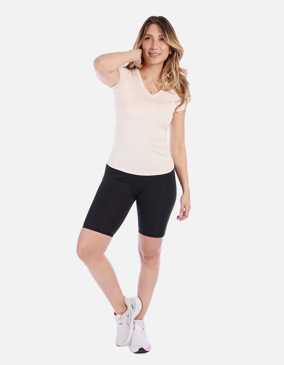Camiseta deportiva Cuello V Manga corta