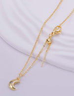 Cadena con Dije Luna y Circonia en Dorado para Mujer