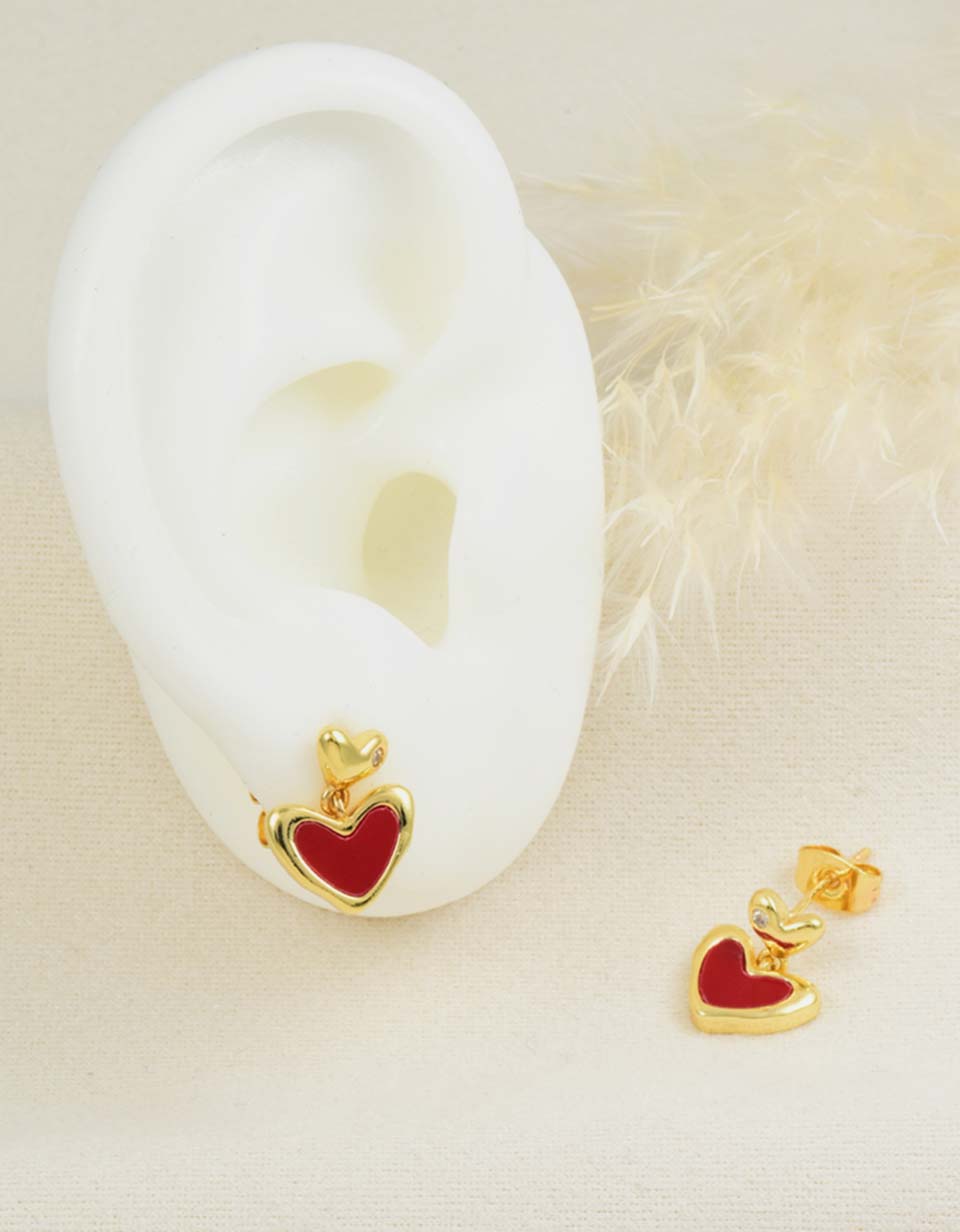 Aretes Corazón Rojo