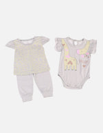 Conjunto para Bebé de Blusa + Body + Pantalón