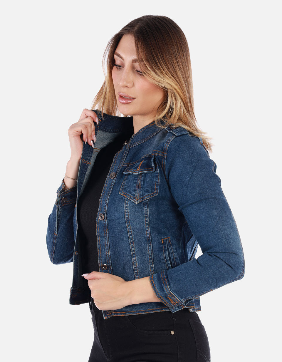 Chaqueta Jean azul oscuro Mujer