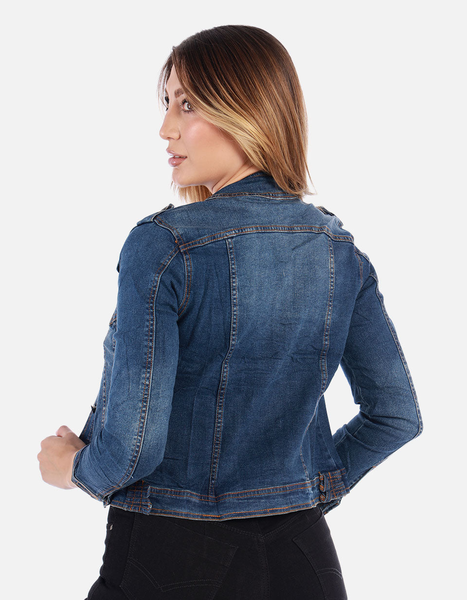 Chaqueta Jean azul oscuro Mujer