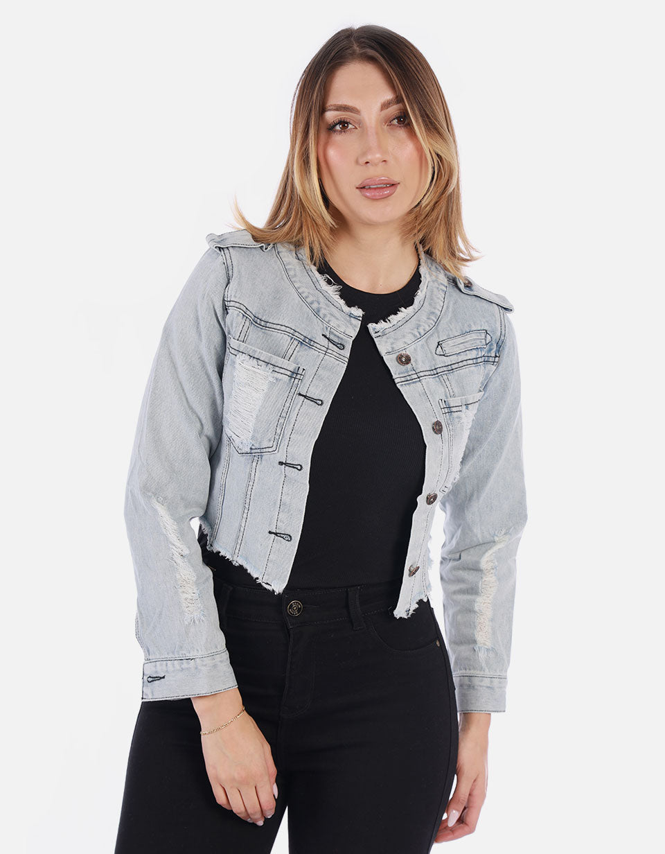 Chaqueta Jean azul claro Mujer