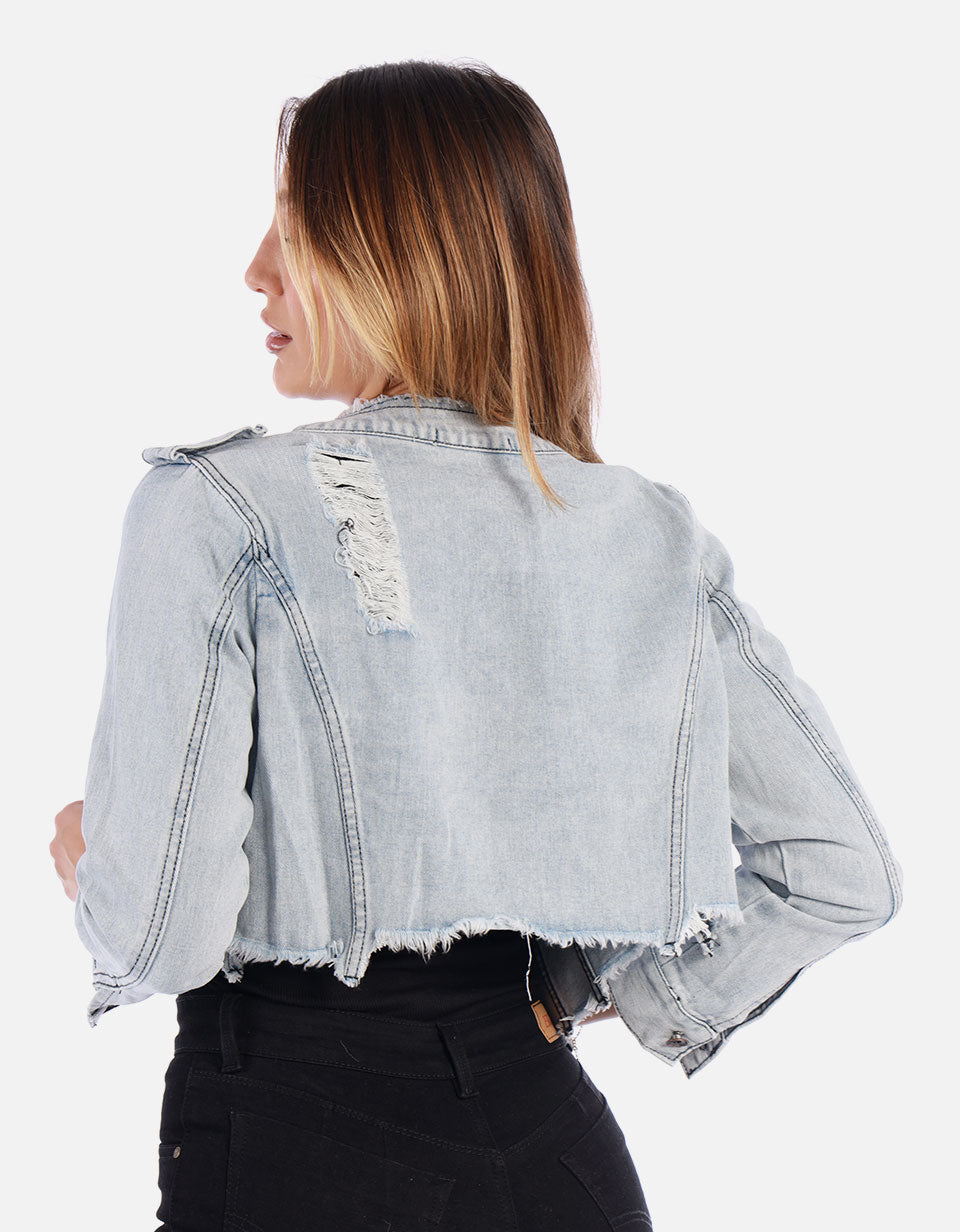 Chaqueta Jean azul claro Mujer