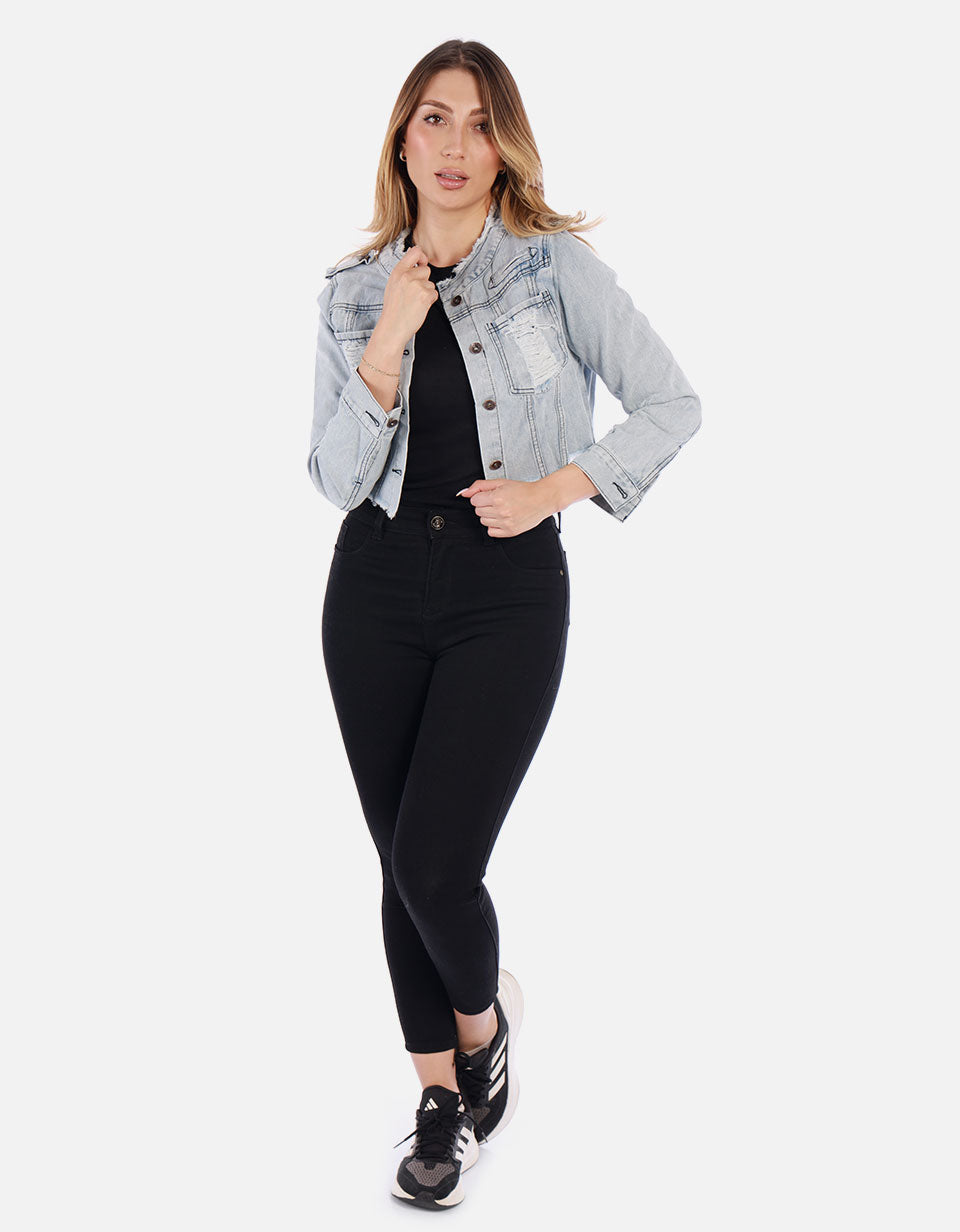 Chaqueta Jean azul claro Mujer