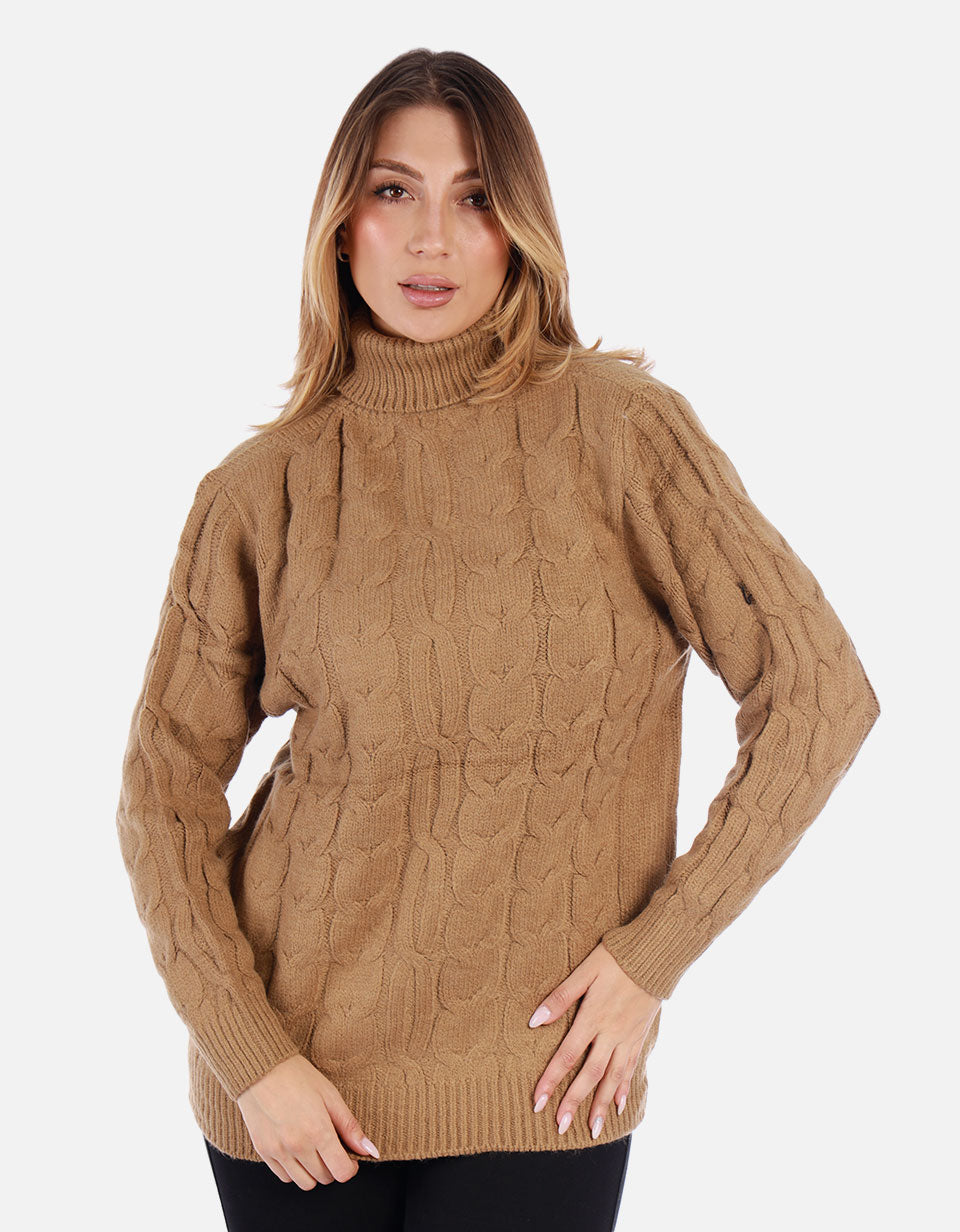 Suéter tejido Cuello alto Mujer