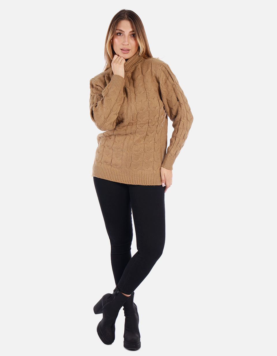 Suéter tejido Cuello alto Mujer