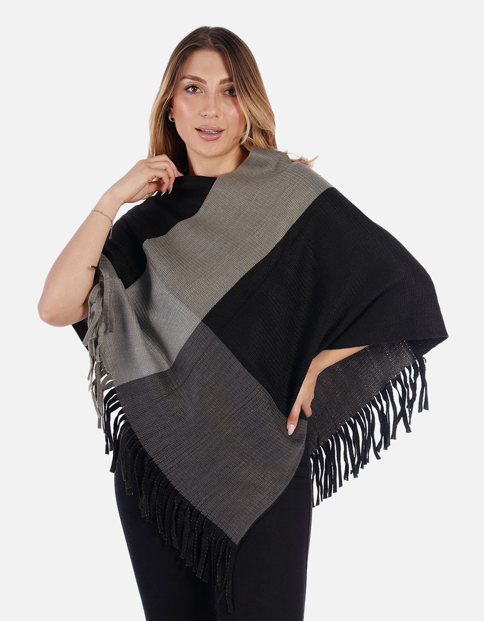 Ruana Multicolor con flecos Mujer