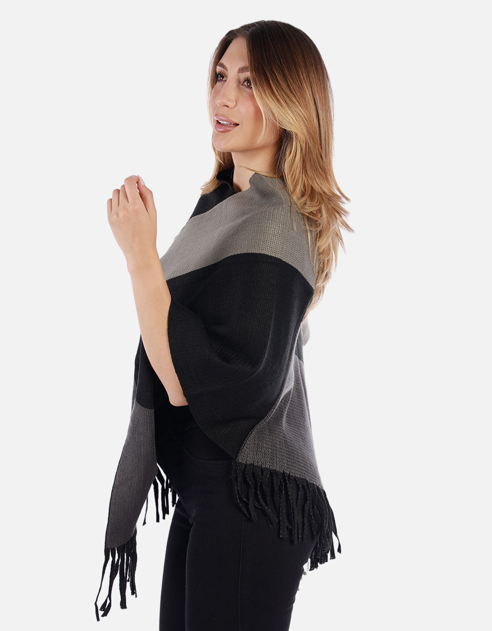 Ruana Multicolor con flecos Mujer
