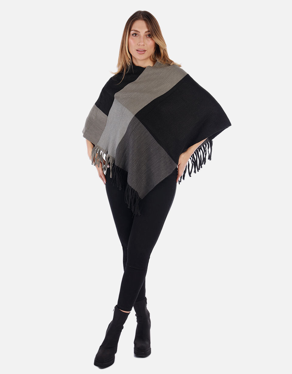 Ruana Multicolor con flecos Mujer