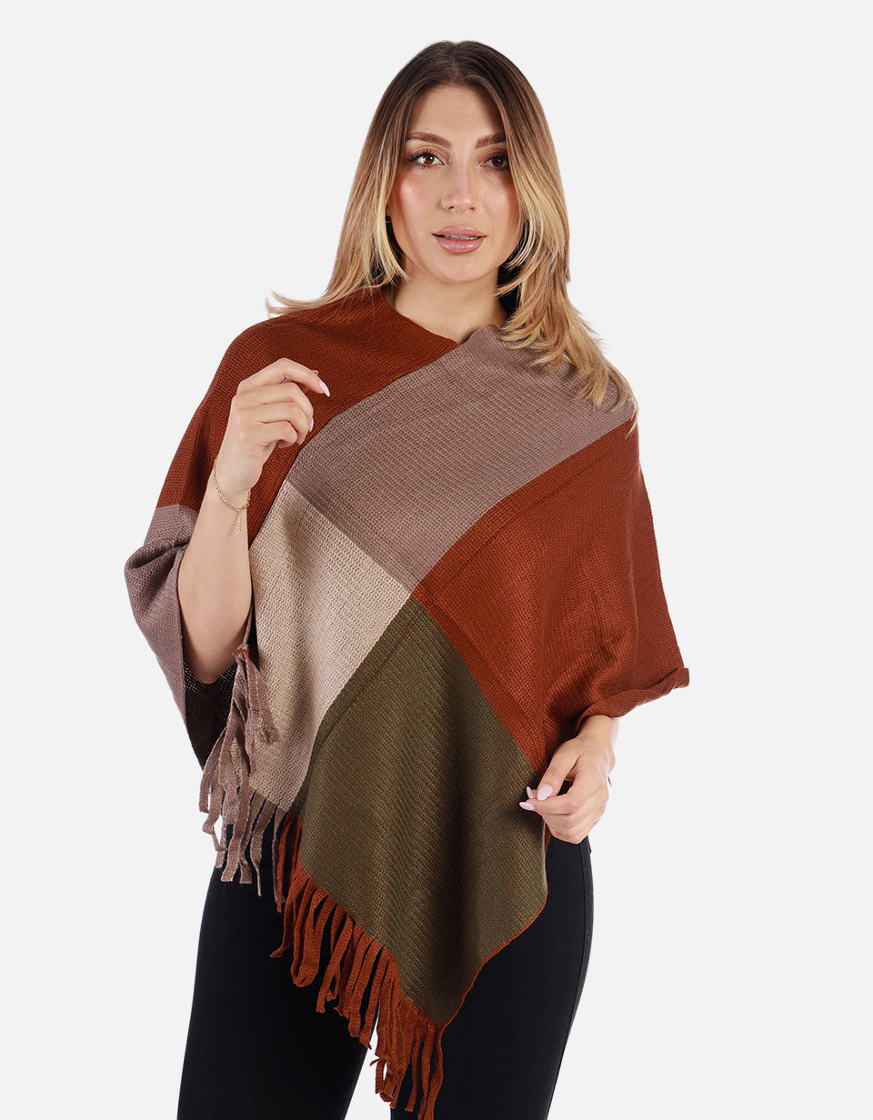 Ruana Multicolor con flecos Mujer