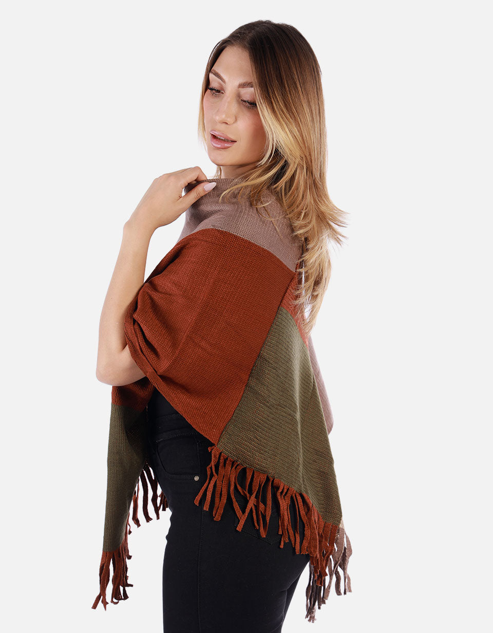 Ruana Multicolor con flecos Mujer