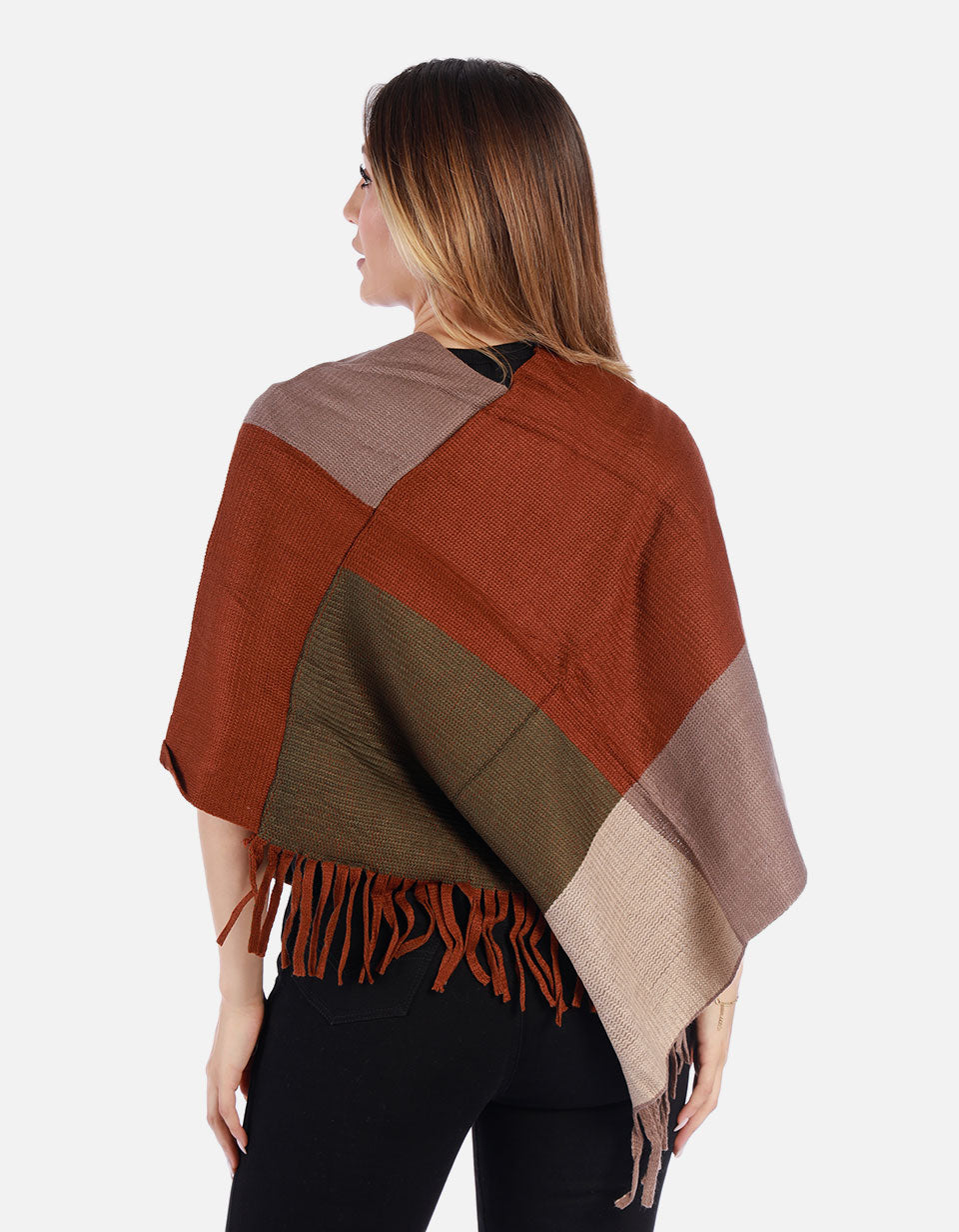 Ruana Multicolor con flecos Mujer
