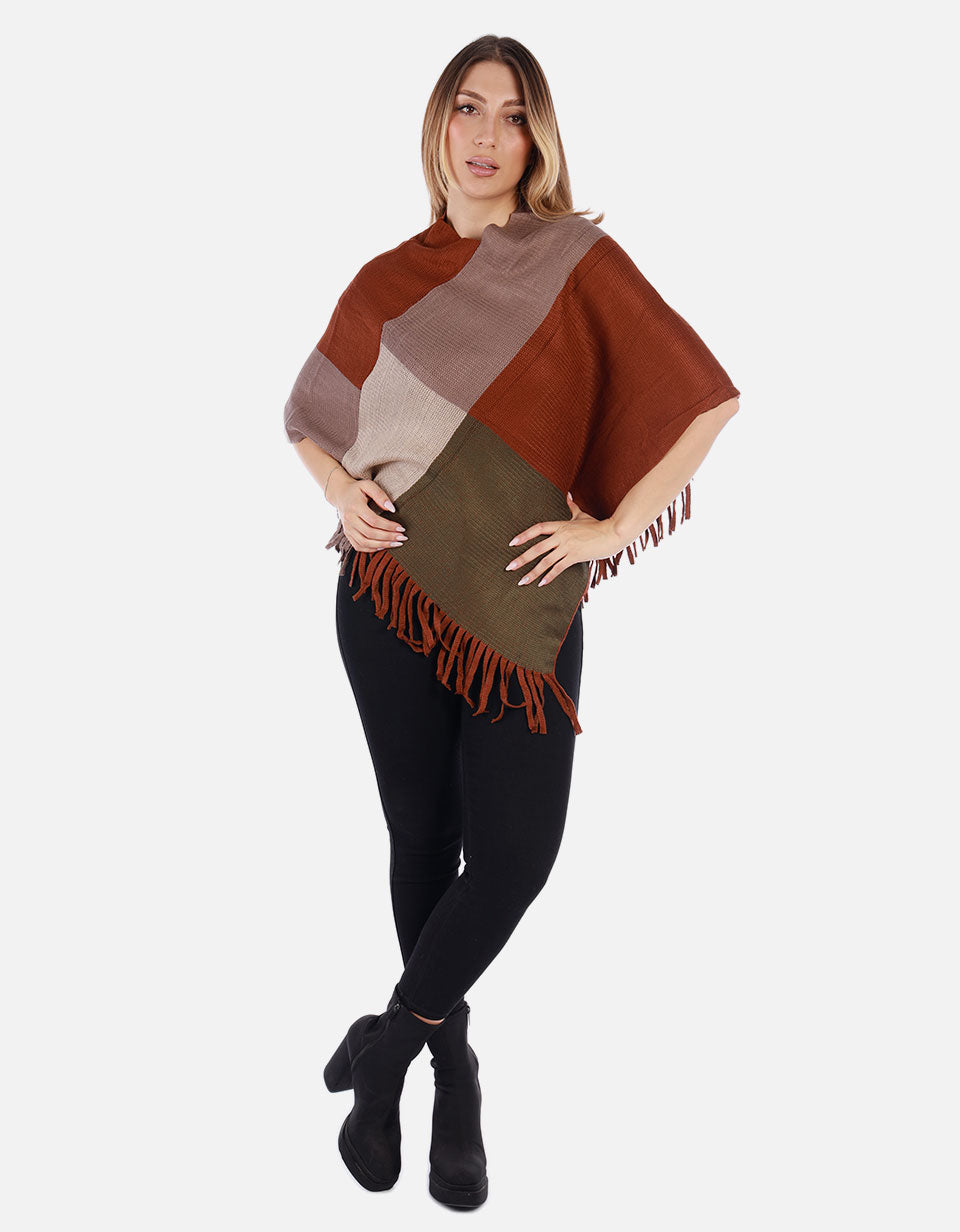 Ruana Multicolor con flecos Mujer