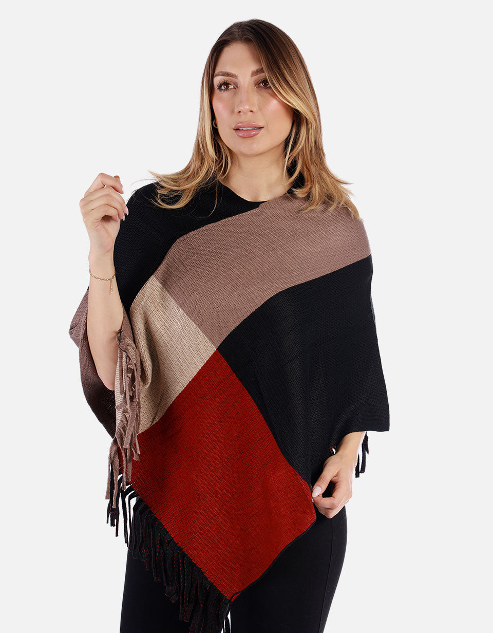 Ruana Multicolor con flecos Mujer