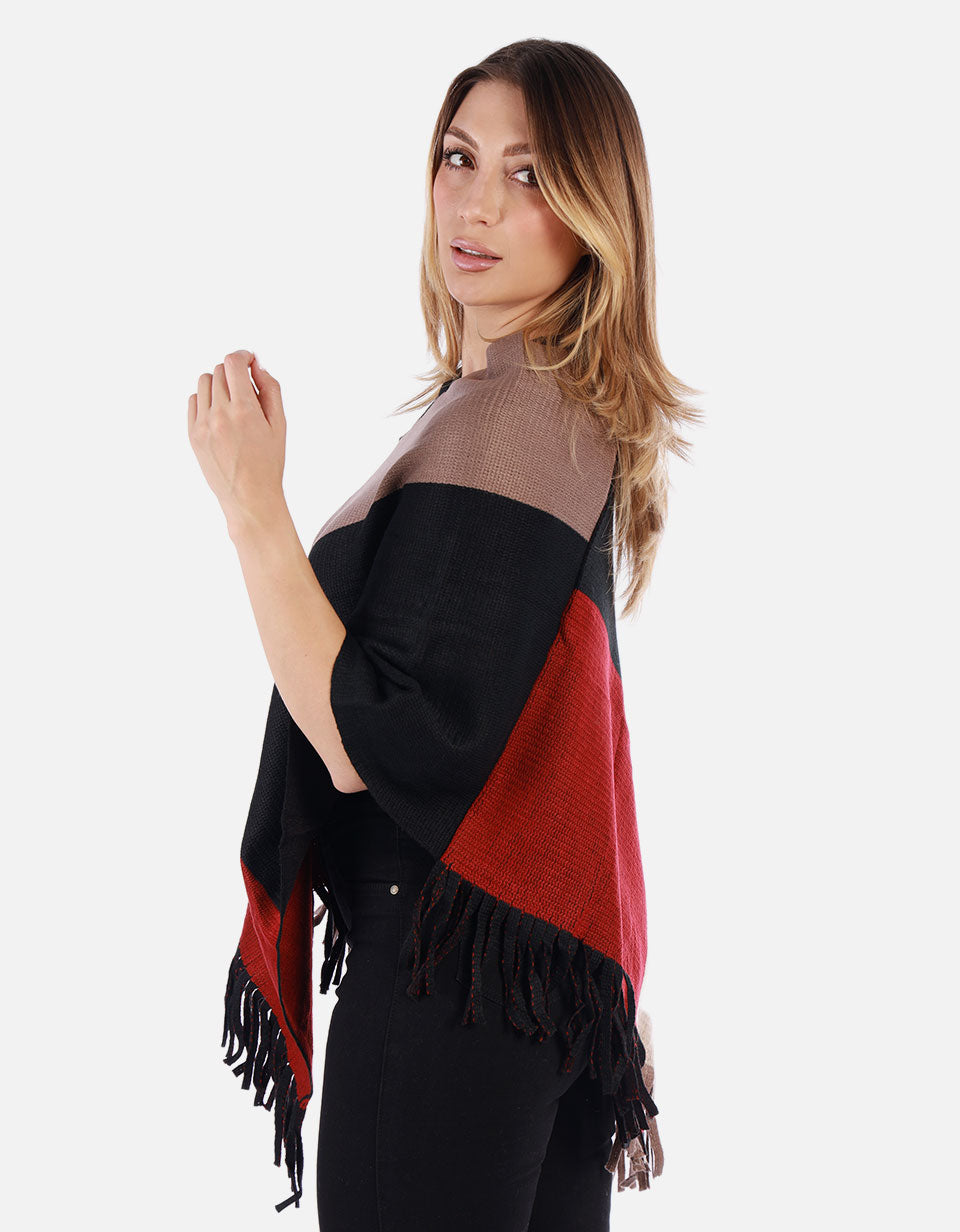 Ruana Multicolor con flecos Mujer