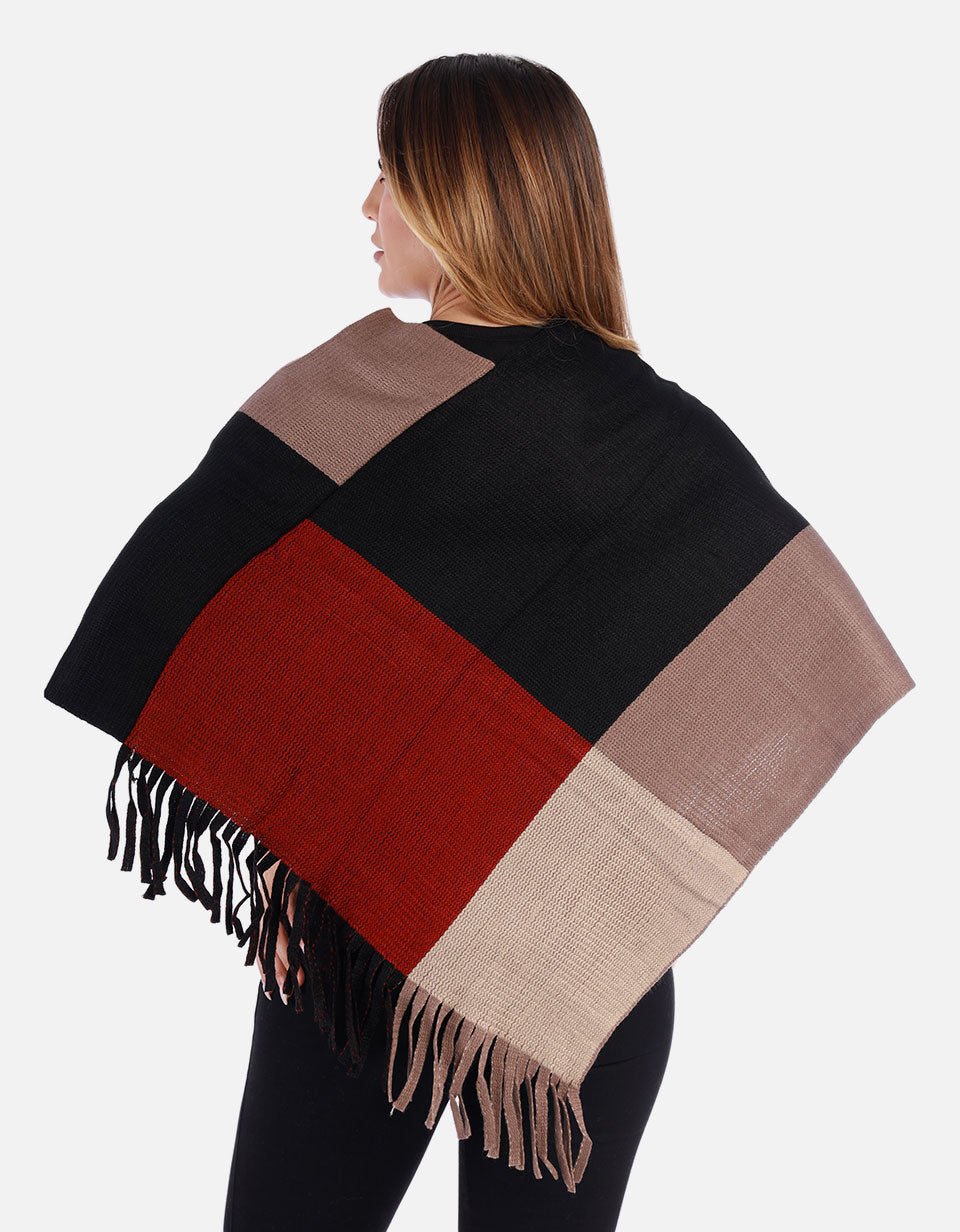 Ruana Multicolor con flecos Mujer
