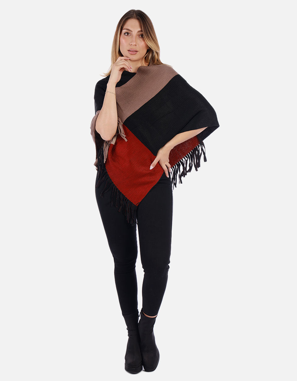 Ruana Multicolor con flecos Mujer