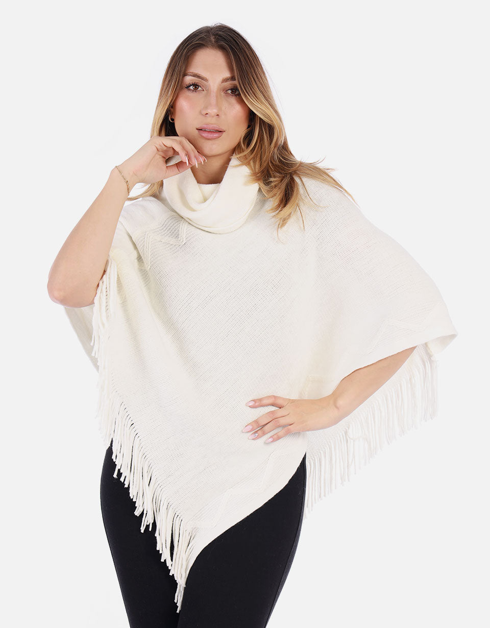Ruana Tejida cuello alto Mujer