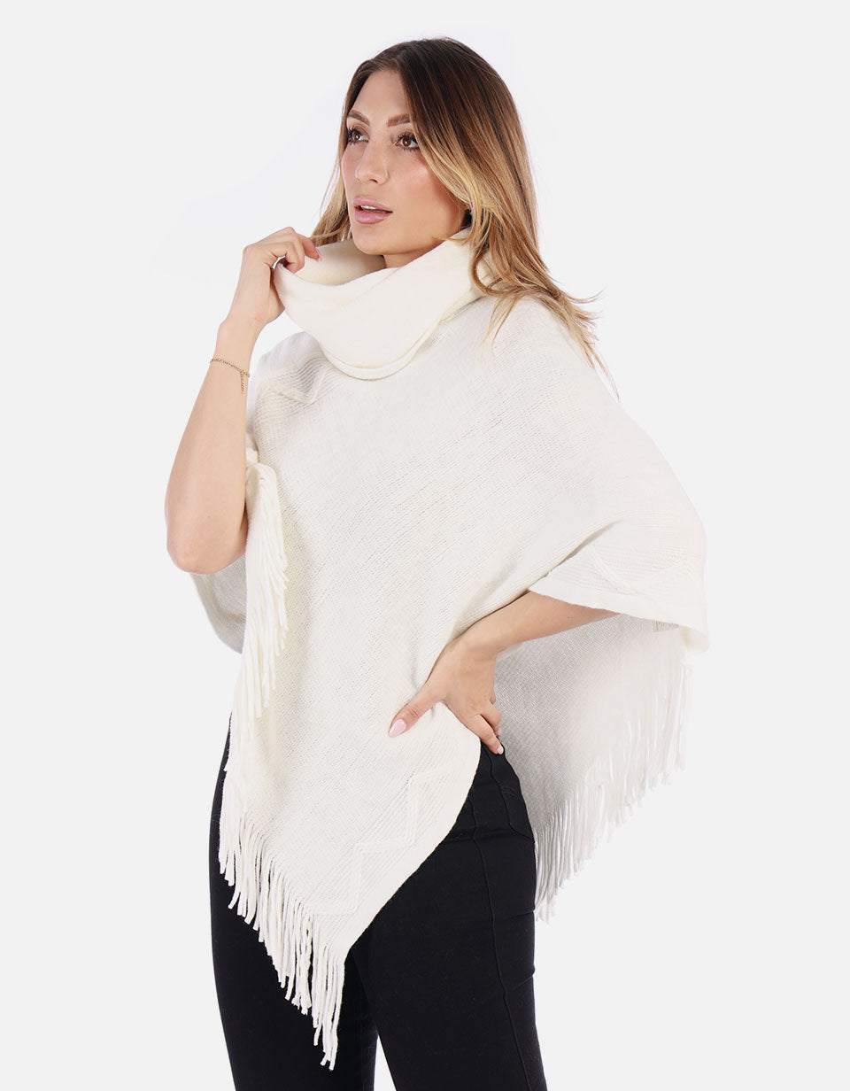 Ruana Tejida cuello alto Mujer