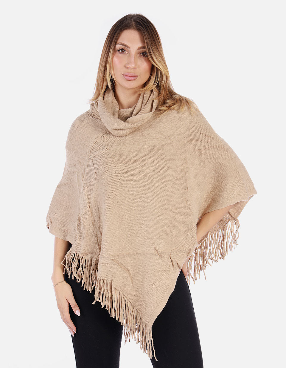 Ruana Tejida cuello alto Mujer