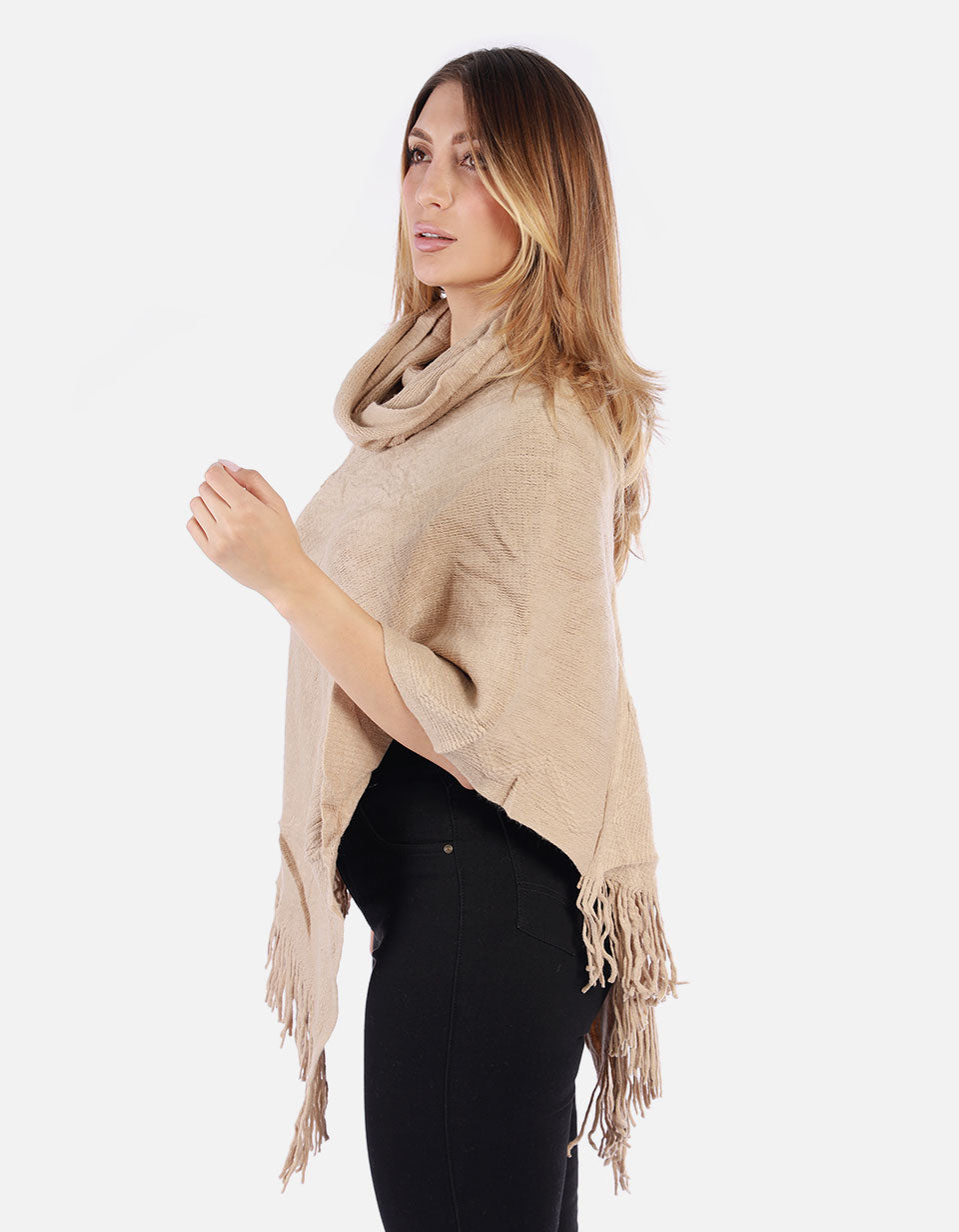 Ruana Tejida cuello alto Mujer