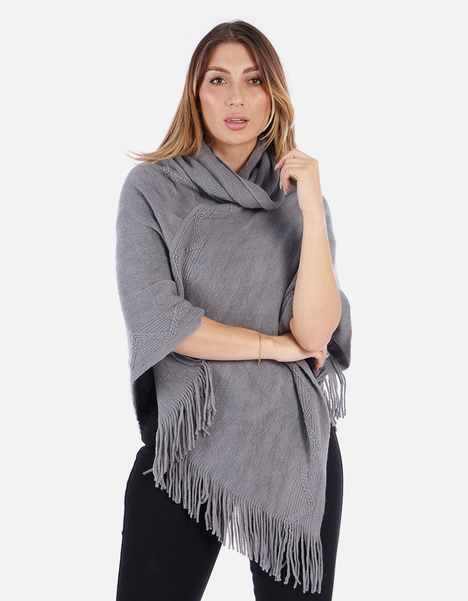 Ruana Tejida cuello alto Mujer