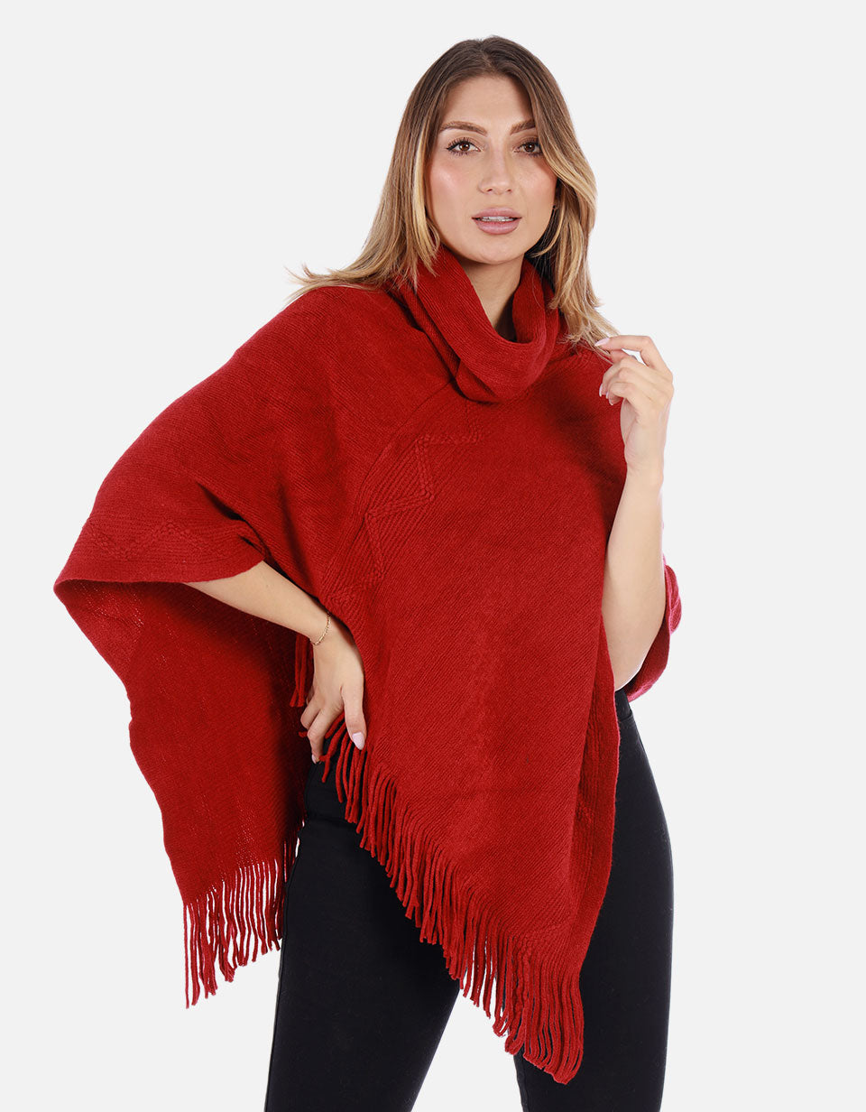 Ruana Tejida cuello alto Mujer