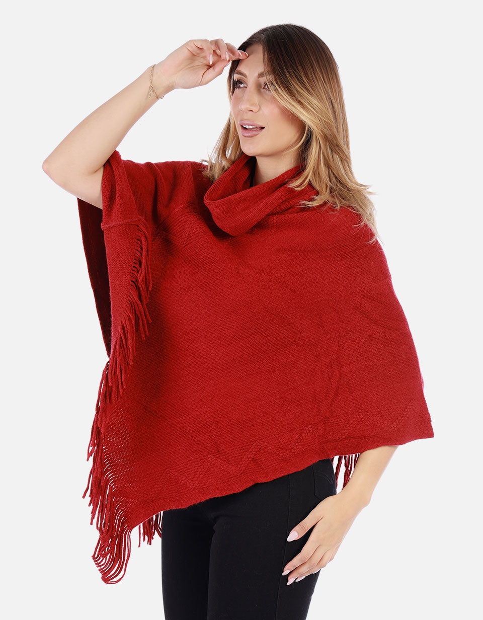 Ruana Tejida cuello alto Mujer