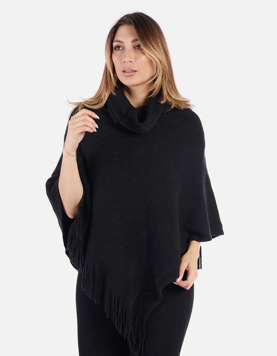 Ruana Tejida cuello alto Mujer