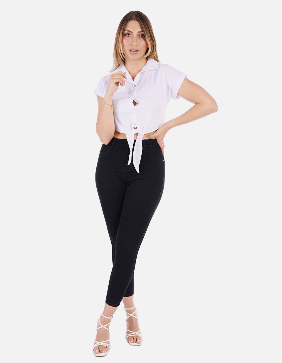 Blusa crop Mujer con Nudo frontal