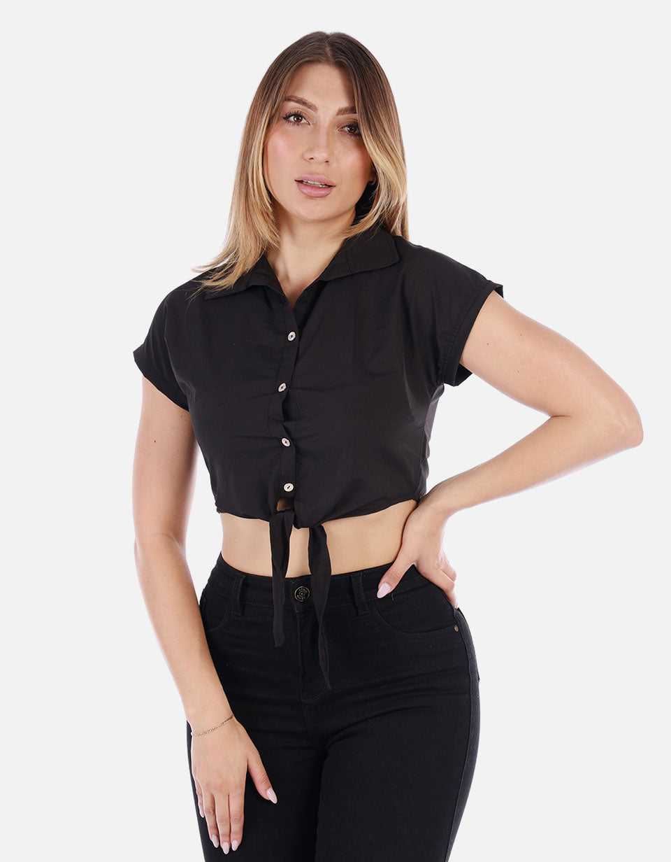 Blusa crop Mujer con Nudo frontal