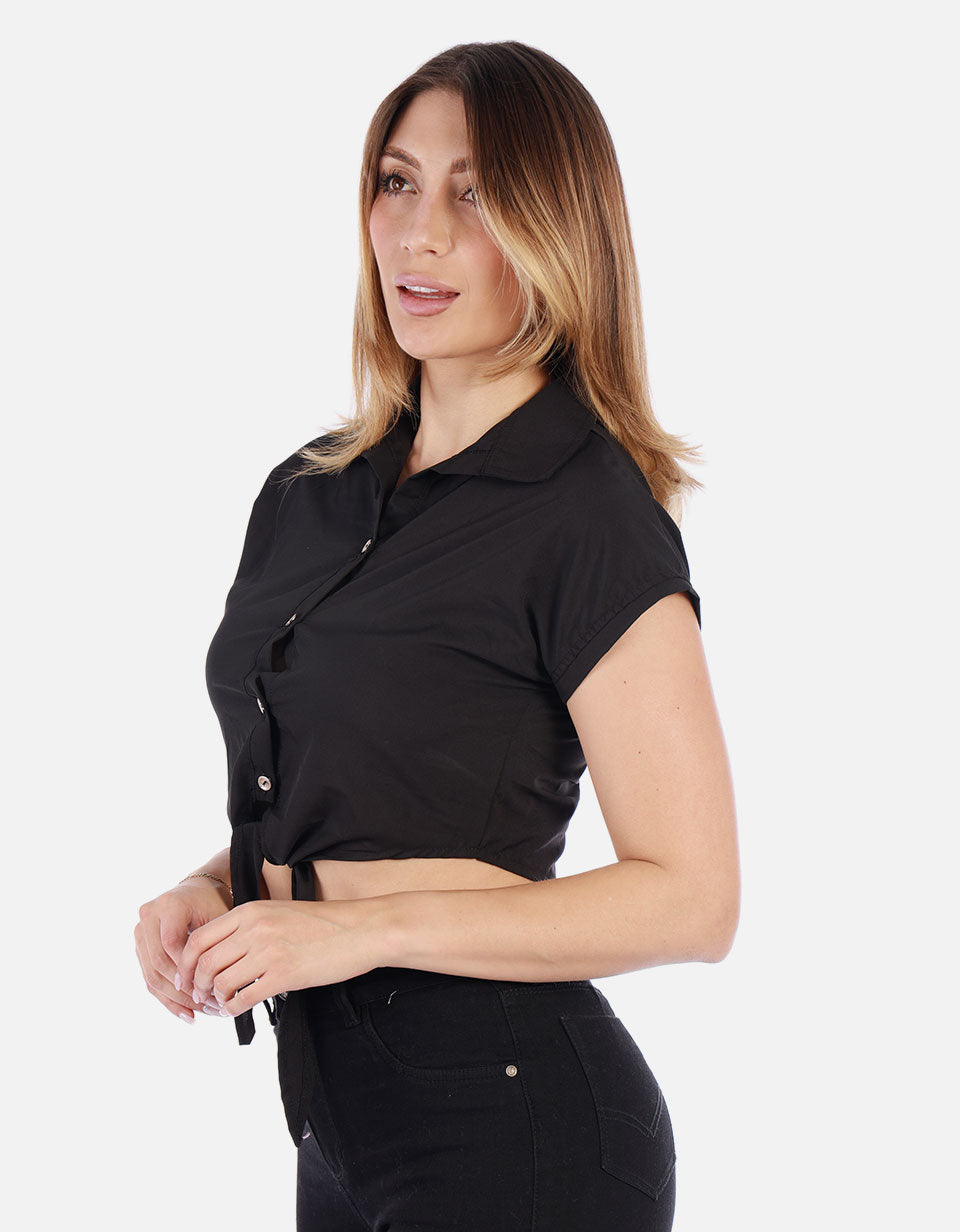 Blusa crop Mujer con Nudo frontal