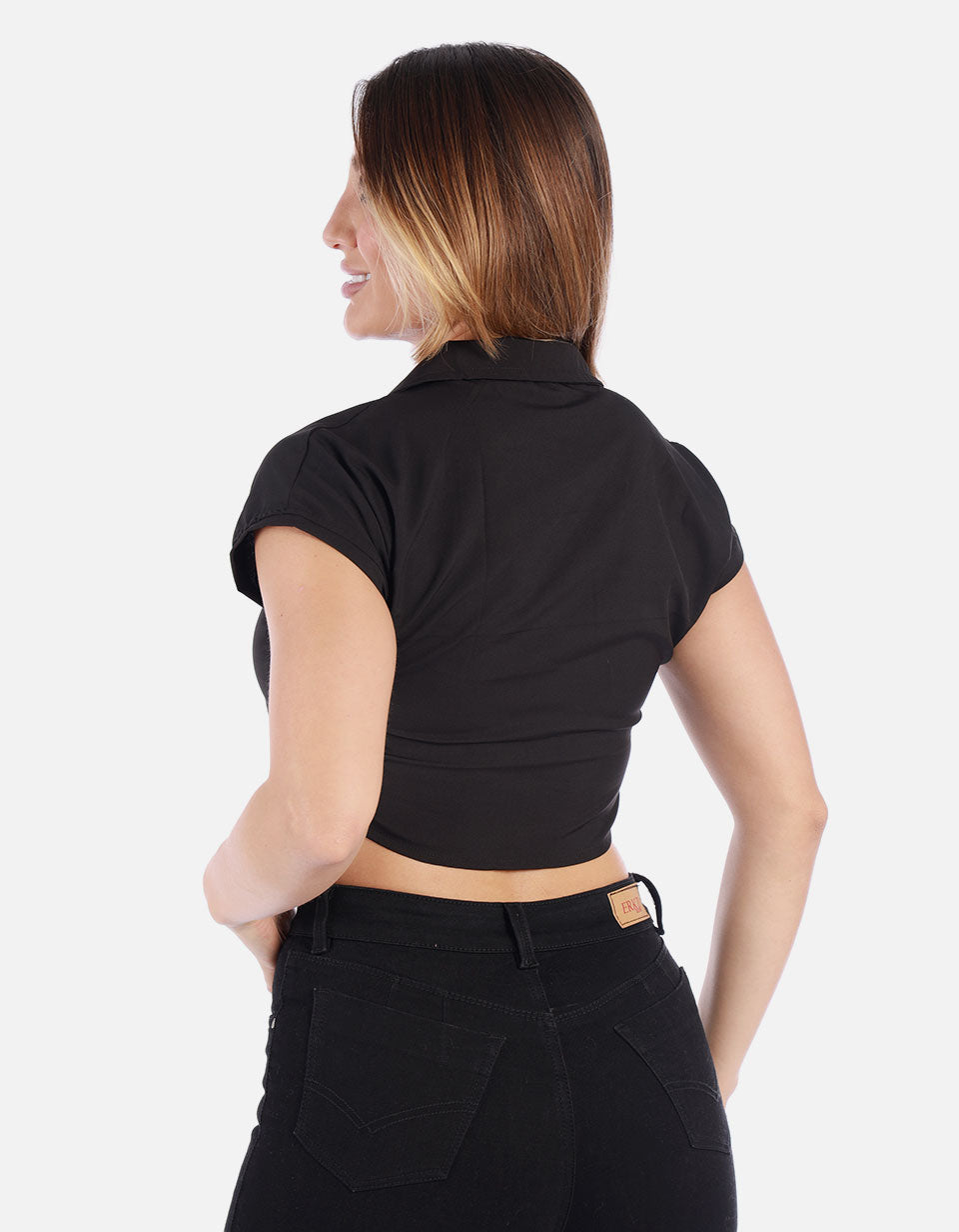 Blusa crop Mujer con Nudo frontal