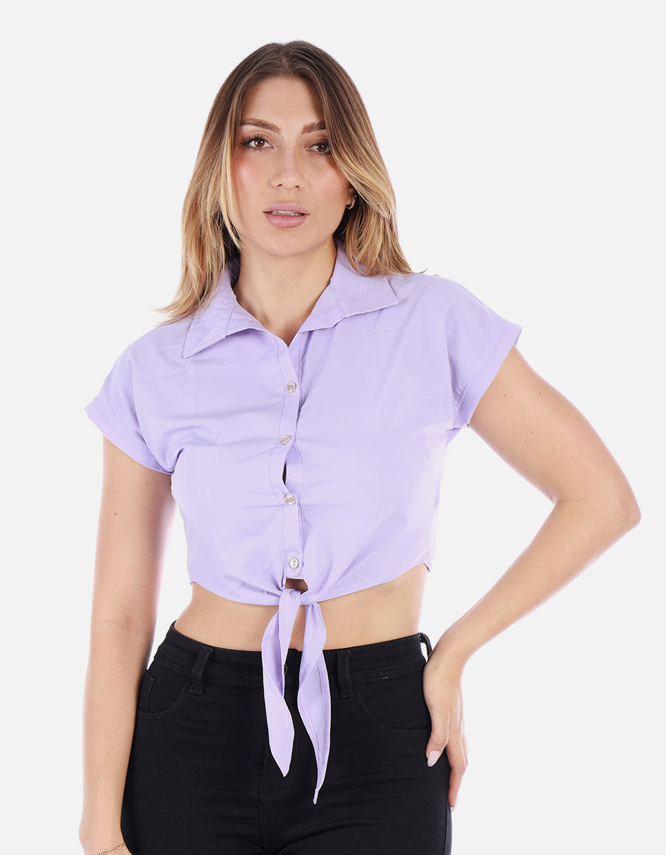 Blusa crop Mujer con Nudo frontal