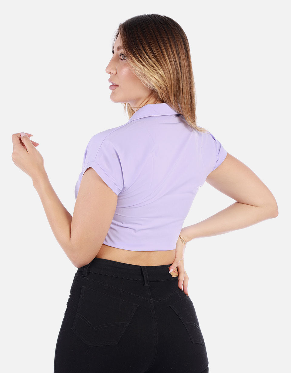 Blusa crop Mujer con Nudo frontal