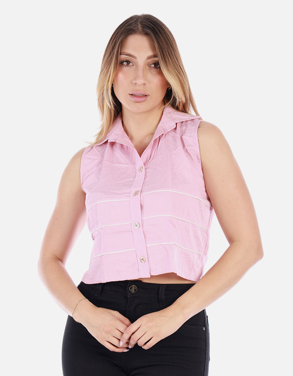 Blusa sin mangas Mujer con Botones